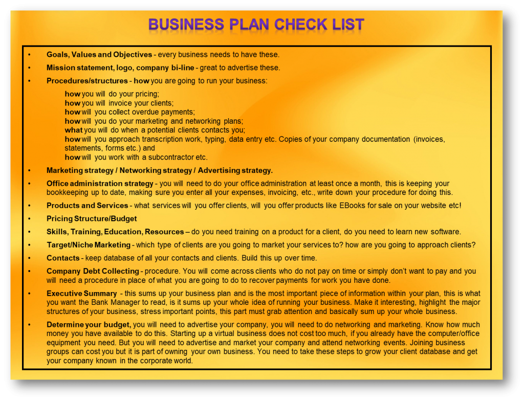 Business Plan Check List, VA Image
